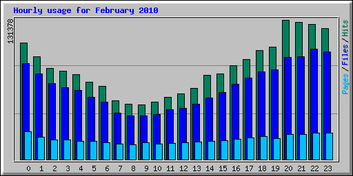 Hourly usage for February 2010