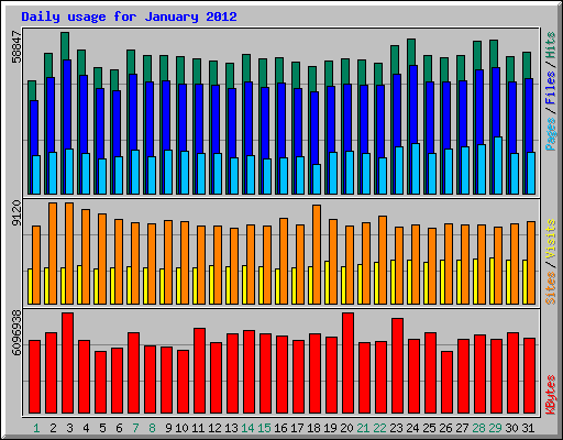 Daily usage for January 2012