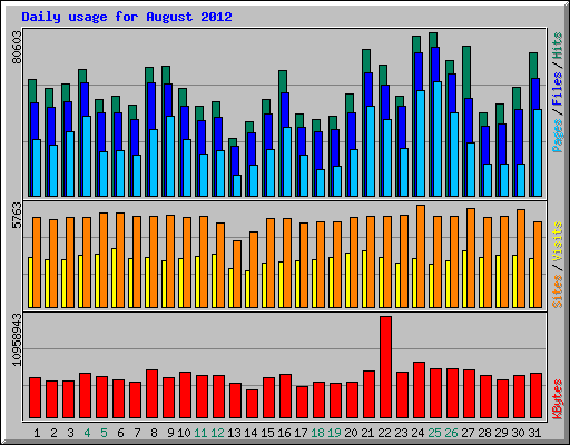 Daily usage for August 2012
