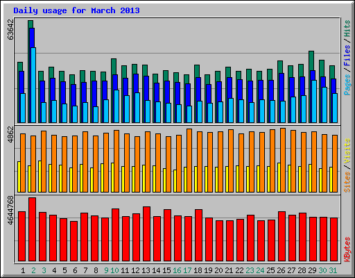 Daily usage for March 2013