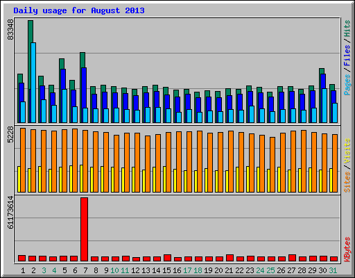 Daily usage for August 2013