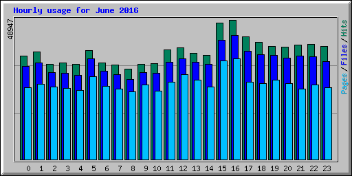Hourly usage for June 2016