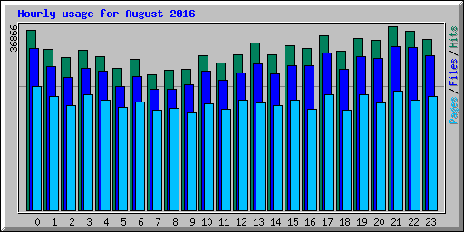 Hourly usage for August 2016