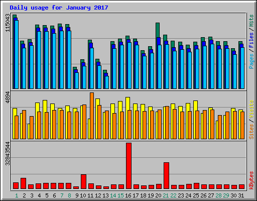 Daily usage for January 2017