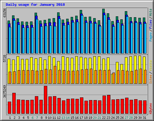 Daily usage for January 2018