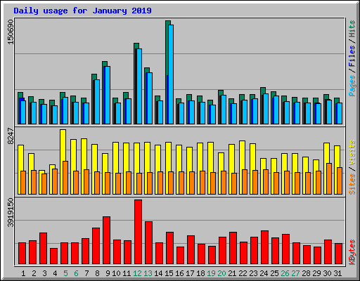 Daily usage for January 2019