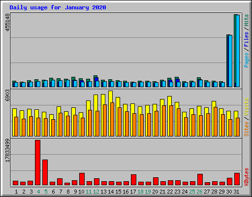 Daily usage for January 2020