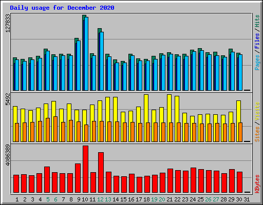 Daily usage for December 2020