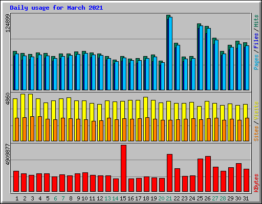 Daily usage for March 2021