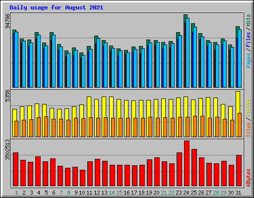 Daily usage for August 2021