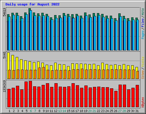 Daily usage for August 2022
